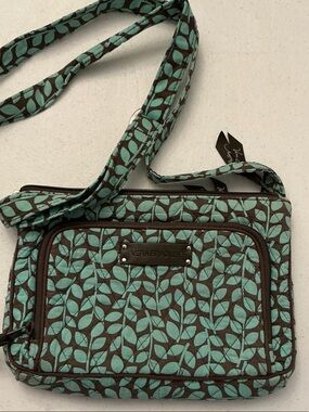 Vera Bradley Teal Leaf-Print Quilted Crossbody